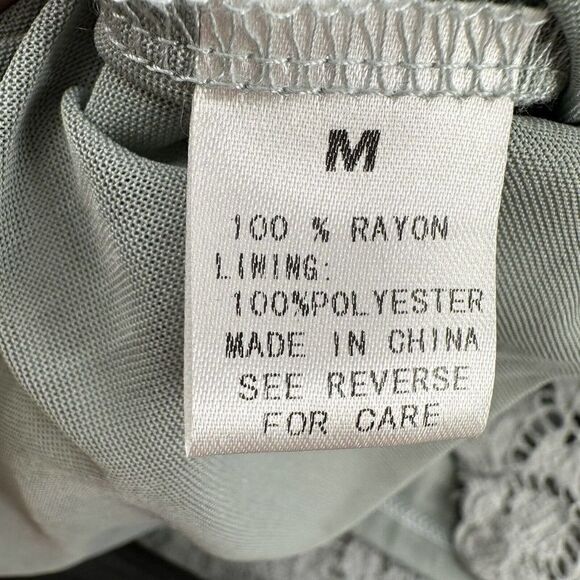 Wishlist Tunic Top Lace Embroidered Trim Off The Shoulder Dusty Blue Size M Boho - Picture 7 of 7